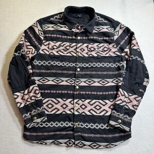 Roark Mens Large Aztec Southwest Shirt Black Gorpcore Outdoor Cotton Woven